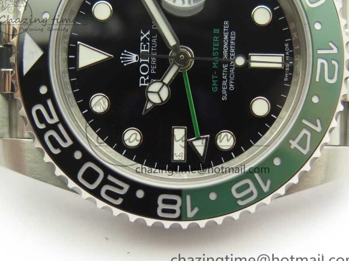 Best AAA Replica Sites GMT-Master Bezel Ceramic Black BPF Bracelet on Green Jubilee 126710 3347 SS Dial A II UrbanChic Black BLRO SS 1225